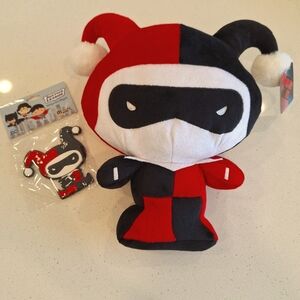 DC Harley Quinn Plush and Magnet, NWT, Black and Red 10 inches